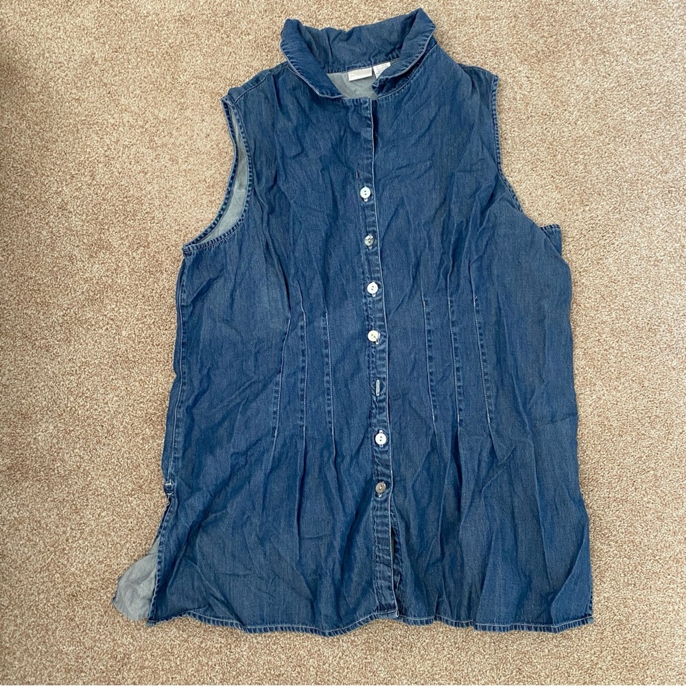 Soft Surroundings Denim Sleeveless Button-Up Top 2x